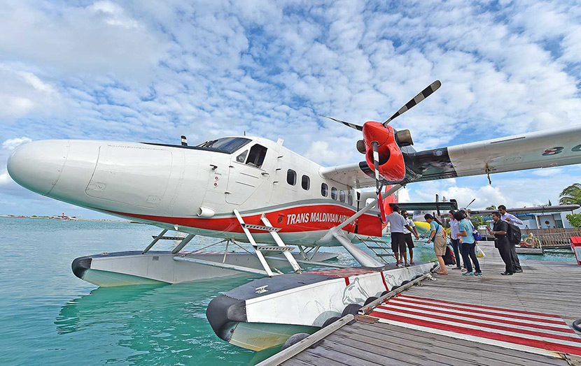 Мальдивы трансфер на гидросамолете, Посадка на рейс