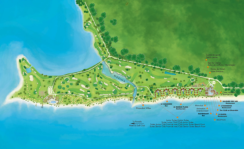 План отеля Beachcomber Dinarobin Hotel Golf & Spa