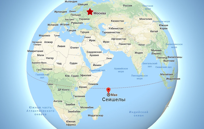 Расположение Сейшельских островов на карте