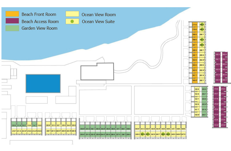 План расположения номеров отеля Avani Seychelles Barbarons Resort.