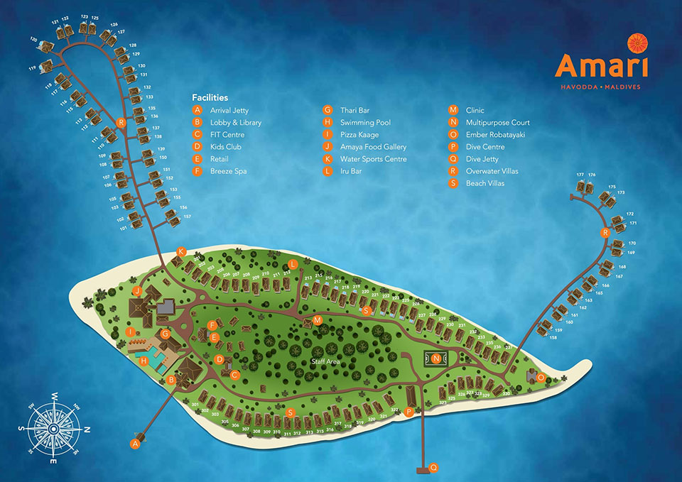 План отеля Amari Havodda Maldives