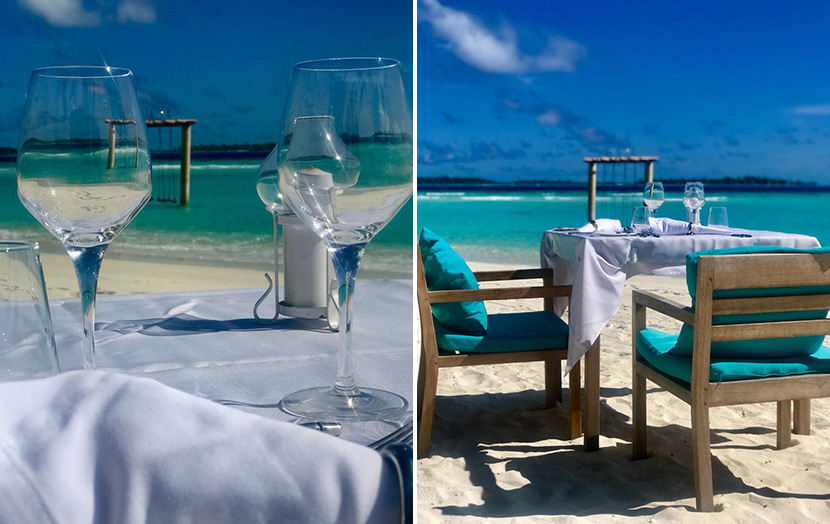 столики ресторан берег Мальдивы