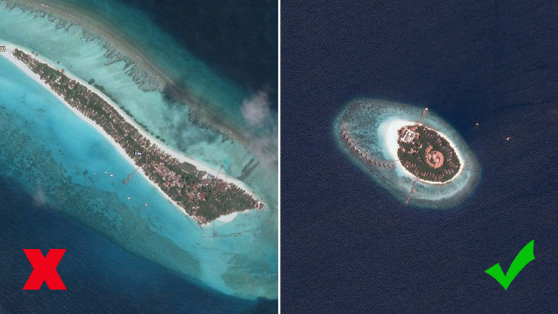 Два типа рифов на Мальдивах
