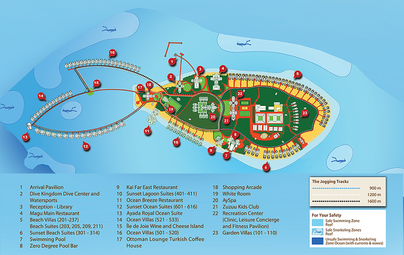 План отеля Ayada Maldives.