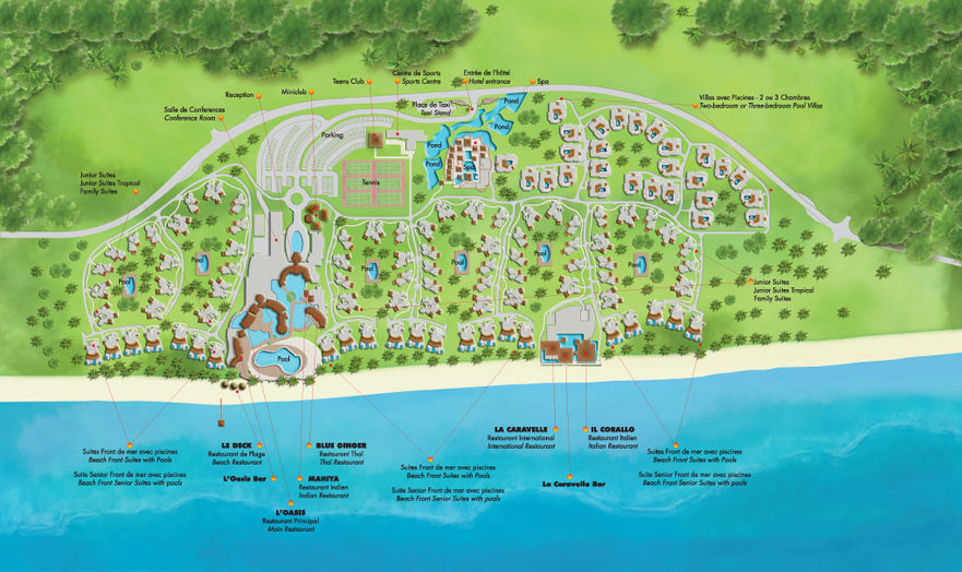 План отеля Beachcomber Trou aux Biches Resort & Spa.