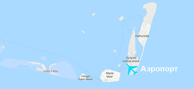 расположение аэропорта на карте Мальдив